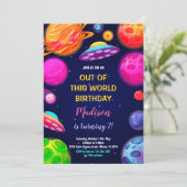 Party "Raketen, Planeten und Sterne" Einladung (Stehend Vorderseite)