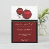 Party Red Baubles Einladung (Stehend Vorderseite)