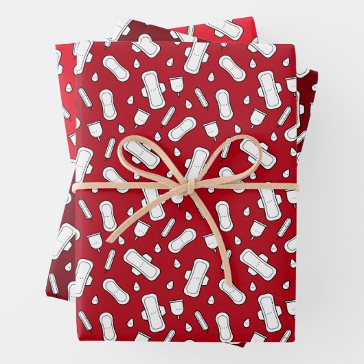 Party Red White Tampon Pad Muster Geschenkpapier Set (Beispiel)