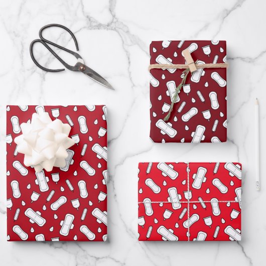Party Red White Tampon Pad Muster Geschenkpapier Set (Vorderseite)