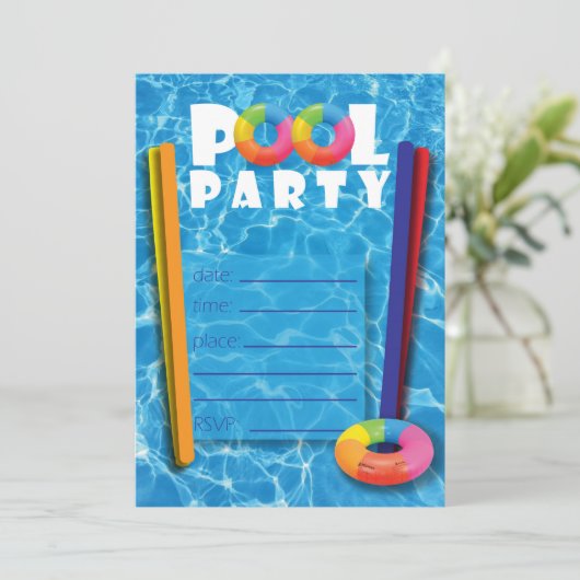 Party-Reflektionen des Pools Einladung (Stehend Vorderseite)