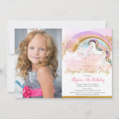 Party-Regenbogen-Foto aus Einhorn Einladung (Vorderseite)