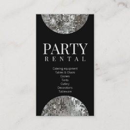 Party Rental Tableware Star Disco Ball Black Card Visitenkarte