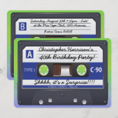 Party Retro 80er Kassettenband Einladung (Vorne/Hinten)