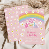 Party Retro Daisy Rainbow Birthday Einladung