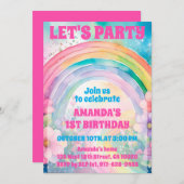 Party Retro Pastel Rainbow Blume Geburtstag Einladung (Vorne/Hinten)