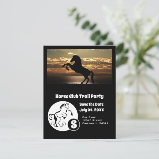 Party Rodelbahn Monogramm Foto Einladung (Stehend Vorderseite)