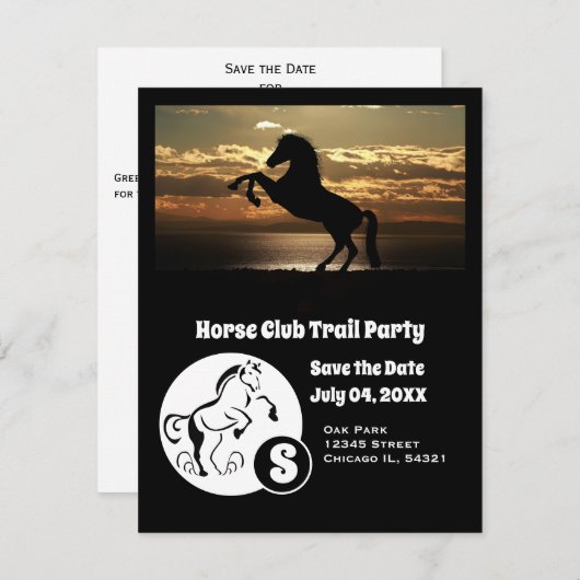 Party Rodelbahn Monogramm Foto Einladung (Vorne/Hinten)