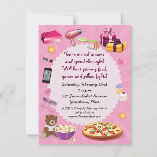 Party rosa einladung (Rückseite)