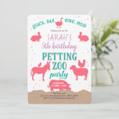 Party, Rosa, Landtiere, Mädchen Einladung (Stehend Vorderseite)