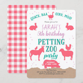 Party, Rosa, Landtiere, Mädchen Einladung