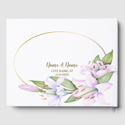 Party Rosa Lily Blume Golden Frame Schöne Gästebuch (Rückseite)