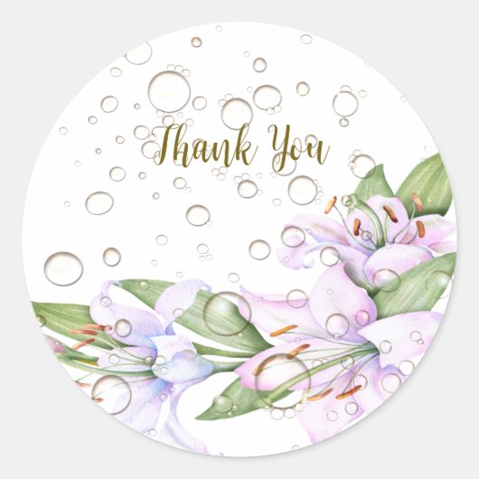 Party Rosa Lily Blume Golden Frame Schöne Runder Aufkleber (Vorderseite)