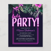 Party Rosa Neon Tropical Birthday Flyer (Vorne)