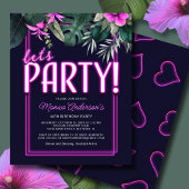 Party Rosa Neon Tropical Birthday Flyer