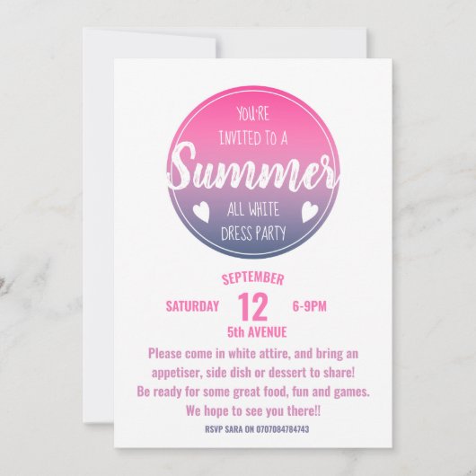 Party Rosa Sonnenuntergang Ober-Pool Einladung (Vorderseite)