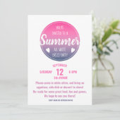 Party Rosa Sonnenuntergang Ober-Pool Einladung (Stehend Vorderseite)