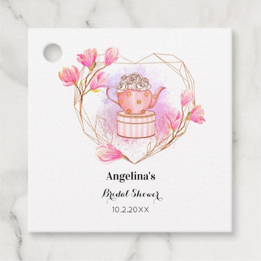Party Rosa Tee Rose Gold Teapot Geschenkanhänger (Vorderseite)
