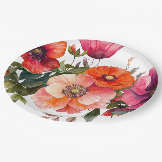 Party Rosa und Rot Pappteller (Schrägansicht)