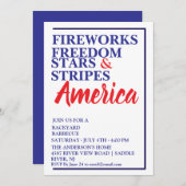 Party Rot-Weiß und Blau-GRILLEN Einladung (Vorne/Hinten)