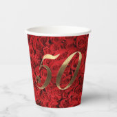 Party Rote Rosen zum 50. Jubiläum florales Elegant Pappbecher (Vorderseite)