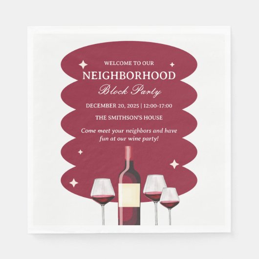 Party "Roter Wein" Serviette (Vorderseite)