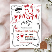 Party Roter Wein und Pasta Erwachsene Geburtstag Einladung