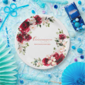 Party Rotes Rosa Blumenpapier Pappteller (Party)