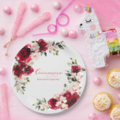 Party Rotes Rosa Blumenpapier Pappteller (Party)