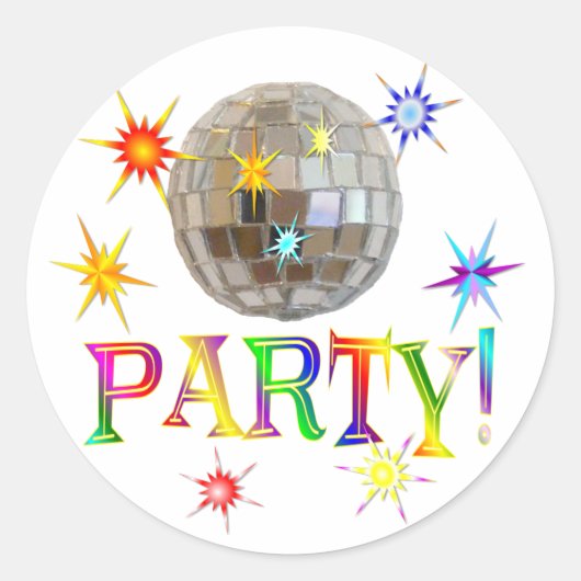 Party! Runder Aufkleber (Vorderseite)
