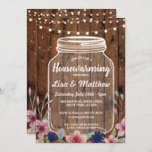 Party Rustic Jar Wood Floral Einladung (Vorne/Hinten)