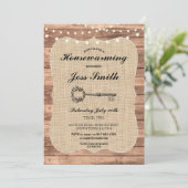 Party Rustic Wood Burlap GRILLEN Einladung (Stehend Vorderseite)