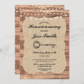 Party Rustic Wood Burlap GRILLEN Einladung (Vorne/Hinten)