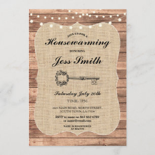 Party Rustic Wood Burlap GRILLEN Einladung