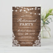 Party | Rustikale Holzreihenleuchten Einladung (Stehend Vorderseite)