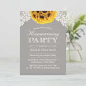 Party Rustikale Sonnenblumen Silver Lacke Einladung (Stehend Vorderseite)