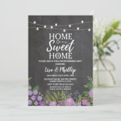 Party Rustikales Blumenkhalk Einladung (Stehend Vorderseite)