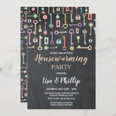 Party Rustikales Chalk Key - Digitale Schlösser Einladung (Vorne/Hinten)