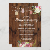 Party Rustikales Glas Holzflora Einladung (Vorne/Hinten)