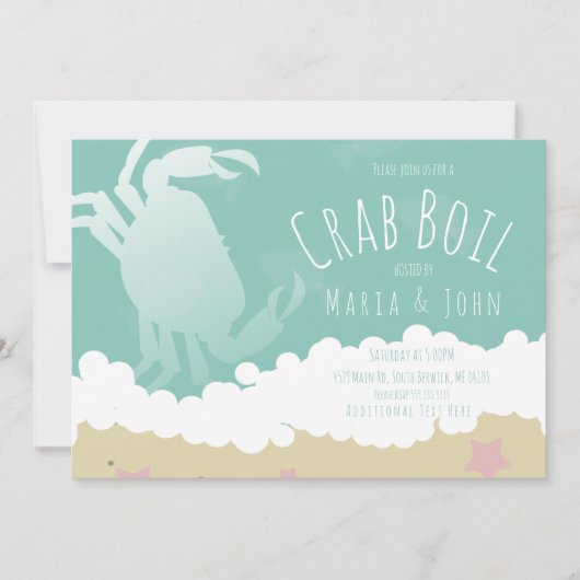Party Sand Ocean Waves Einladung von White Crab Bo (Vorderseite)