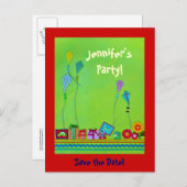 Party Save the Date Ankündigungspostkarte (Vorne/Hinten)