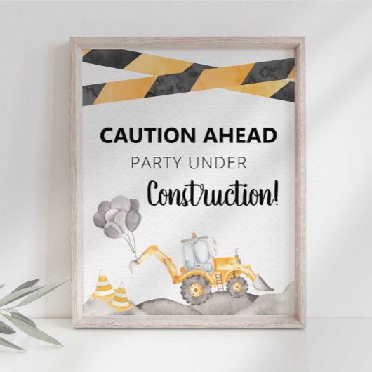 Party-Schild unter Bau Poster