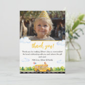 Party School Bus Geburtstag Danke Karte (Stehend Vorderseite)