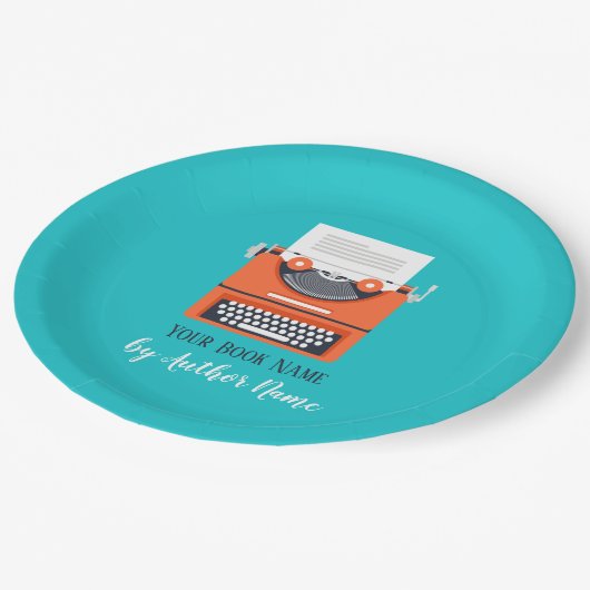 Party-Schreibmaschine buchen Pappteller (Schrägansicht)