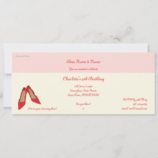 Party-Schuhentwurf - personalisiert Einladung (Rückseite)