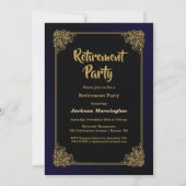 Party schwarz mit Goldrahmen Einladung (Vorderseite)