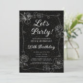 Party Schwarz und Weiß zum Geburtstag Einladung (Stehend Vorderseite)