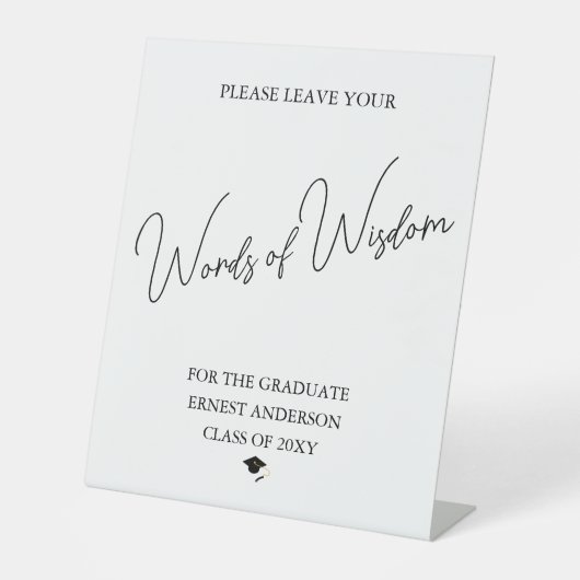 Party Schwarz-Weiß-Abschluss Tablette Sockelschild (Vorderseite)