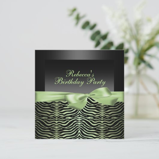 Party-schwarze u. grüne einladung (Stehend Vorderseite)