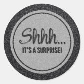 Party "Schwarzer Glitzer" Runder Aufkleber (Vorderseite)